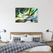 Hammock op het strand, Fiji Canvas Afdruk (Insitu (Slaapkamer))
