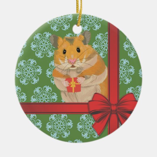 Hammy Kersthamster kerst Keramisch Ornament (Voorkant)
