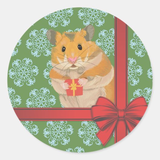 Hammy Kersthamster kerst Ronde Sticker (Voorkant)