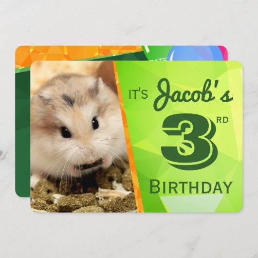 HammyVille - Carte d'invitation à l'anniversaire d (Devant / Derrière)