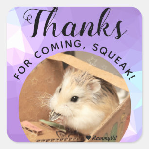 HammyVille - Cute Hamster-Bedankt voor komplein Vierkante Sticker