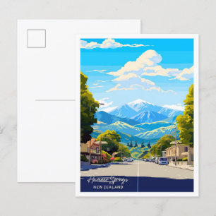 Hamner Springs Nieuw-Zeeland Reisillustratie Briefkaart