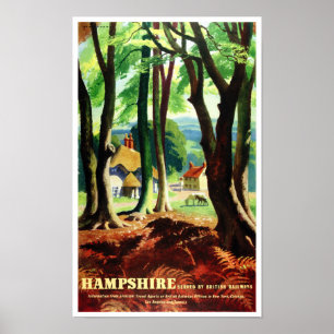 Hampshire England Vintage Travel Poster teruggezet