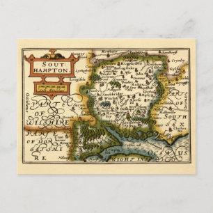 Hampshire, Southampton County England Carte histor