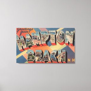Hampton Beach, New Hampshire - Large Letter Canvas Afdruk