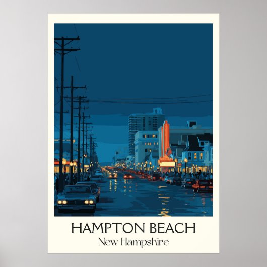 Hampton Beach New Hampshire Night Poster (Voorkant)