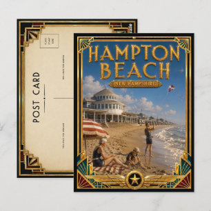Hampton Beach New Hampshire Vintage Art Deco Briefkaart