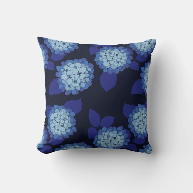 Hampton Blue Hydrangeas Floral Pattern Kussen (Voorkant)