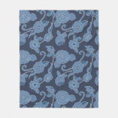 Hampton Blue White Bold Floral Botanical Print Fleece Deken (Voorkant)