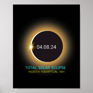 Hampton NH Totale Zonsverduistering 040824 Nieuw H Poster