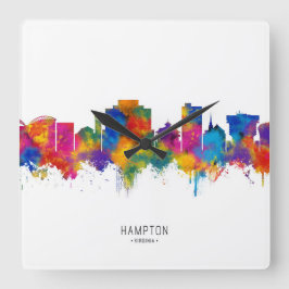 Hampton Virginia Skyline Vierkante Klok