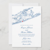 Hamptons Beach all-in-one QR-code RSVP Bruiloft Kaart (Voorkant)