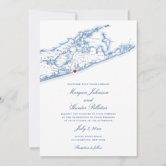 Hamptons Beach all-in-one QR-code RSVP Bruiloft Kaart (Voorkant)