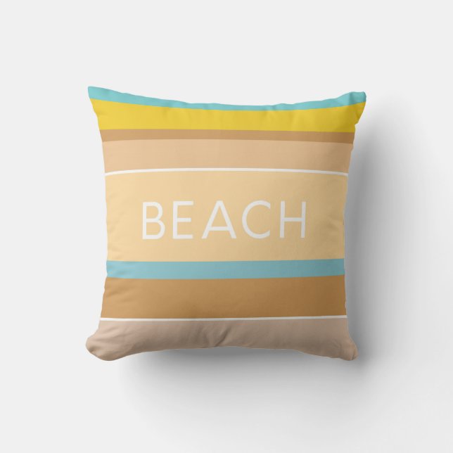 Hamptons Beach House Zand Zee en Sun Striped Kussen (Voorkant)