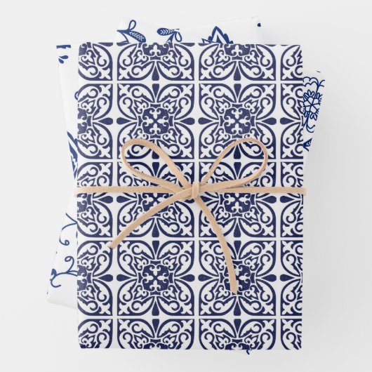 Hamptons Blauw en Wit Chic Patterned Inpakpapier Vel (In situ)