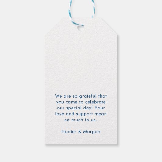 Hamptons Elegante Moderne Marine Bruiloft Favor Cadeaulabel (Achterkant)