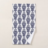 Hamptons Marine Indigo Blauw Wit Ginger Jar Patroo Bad Handdoek (Handdoek)