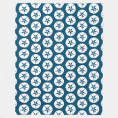 Hamptons Navy Blue en White Sand Dollar Seashells Fleece Deken (Voorkant)