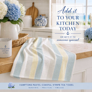 Hamptons Pastel Kuststreep Boetiek Theedoek
