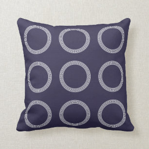 Hamptons Style Navy Indigo Blauw Wit Geometrisch Kussen