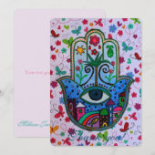 HAMSA B'NOT B'NAI BAR BAT MITZVAH DANK JE KAART (Voorkant / Achterkant)