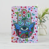 HAMSA B'NOT B'NAI BAR BAT MITZVAH DANK JE KAART (Staand voorkant)