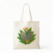 Hamsa Boze Oog met Vogel van de Paradijs Tropisch