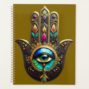 Hamsa Brun Coloré Troisième Oeil Arc-en-ciel