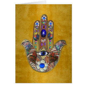 Hamsa Coeurs Fleurs Opal Art sur Or