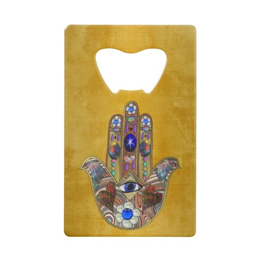 Hamsa Coeurs Fleurs Opal Art sur Or (Devant)