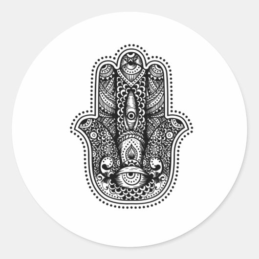 Hamsa De hand van de godin Ronde Sticker (Voorkant)