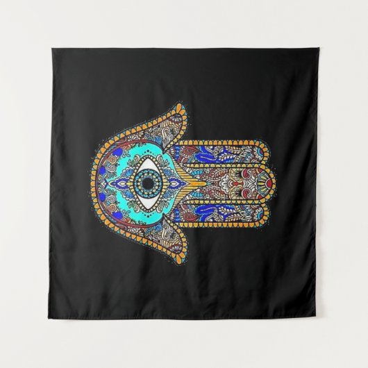 Hamsa Design Black Backdrop Wandkleed (Voorkant (horizontaal))
