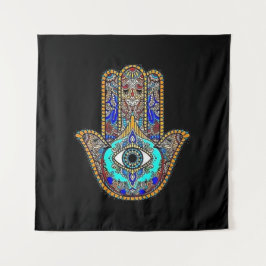 Hamsa Design Black Backdrop Wandkleed