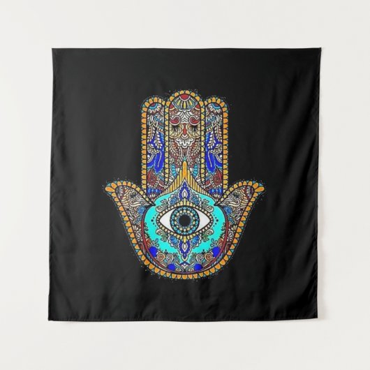 Hamsa Design Black Backdrop Wandkleed (Voorkant)