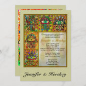 Hamsa d'or et colombes de faire-part de mariage de (Devant / Derrière)