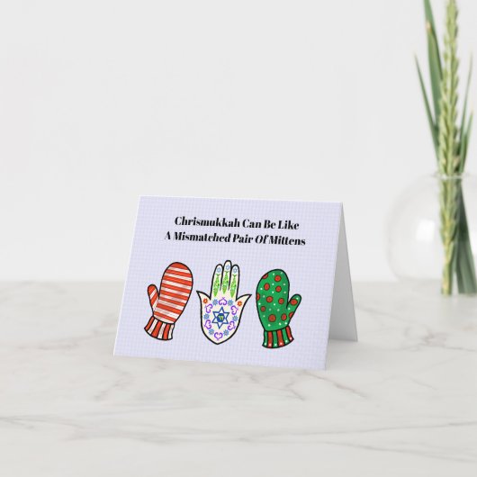 Hamsa en Mittens Chrismukkah Card Kaart (Voorkant)