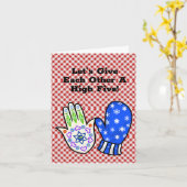 Hamsa et Mitten Funny Chrismukkah Carte de voeux (Fleur jaune)