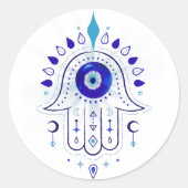 Hamsa Evil Eye Hand Ronde Sticker (Voorkant)