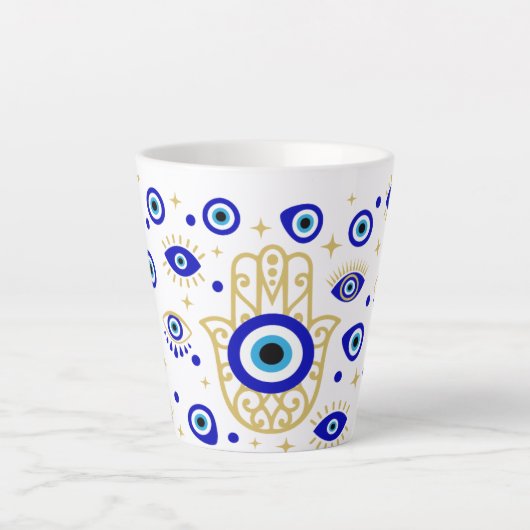 Hamsa Evil Eye Latte Mok (Voorkant)