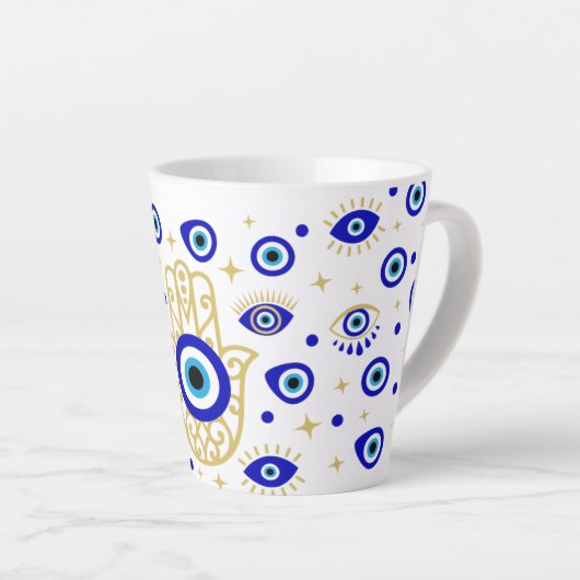 Hamsa Evil Eye Latte Mug (Angle droit)