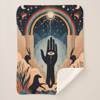 Hamsa Eye en Mystieke Symbolen Deken – Spiritueel