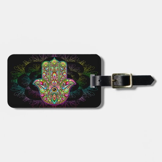 Hamsa Fatma Hand Psychedelic Art Bagagelabel (Voorkant horizontaal)