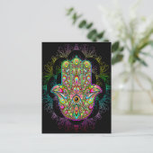 Hamsa Fatma Hand Psychedelic Art Briefkaart (Staand voorkant)