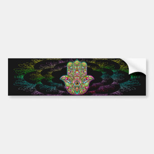 Hamsa Fatma Hand Psychedelic Art Bumpersticker