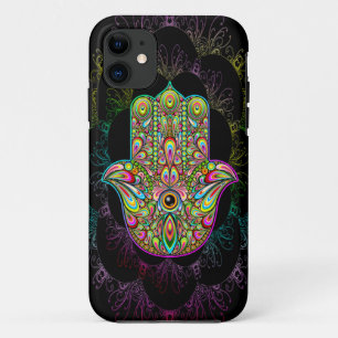 Hamsa Fatma Hand Psychedelic Art iPhone 11 Hoesje