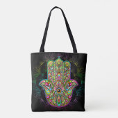 Hamsa Fatma Hand Psychedelic Art Draagtas (Achterkant)