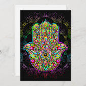 Hamsa Fatma Hand Psychedelic Art Feestdagenkaart (Voorkant / Achterkant)