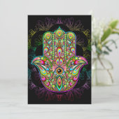 Hamsa Fatma Hand Psychedelic Art Feestdagenkaart (Staand voorkant)