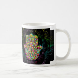 Hamsa Fatma Hand Psychedelic Art Koffiemok