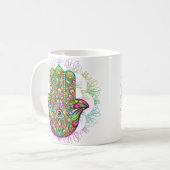 Hamsa Fatma Hand Psychedelic Art Koffiemok (Voorkant links)